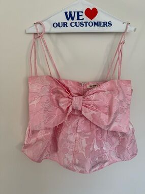 Pink Floral Bow Tie-Front Blouse